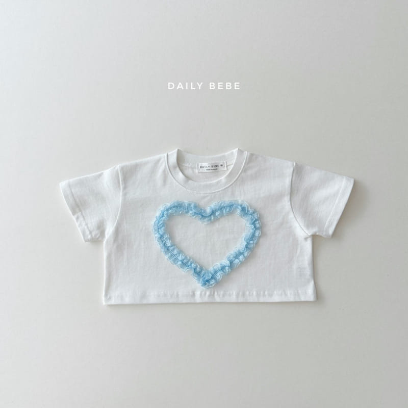 Daily Bebe - Korean Children Fashion - #kidzfashiontrend - Lace Heart Crop Tee - 2