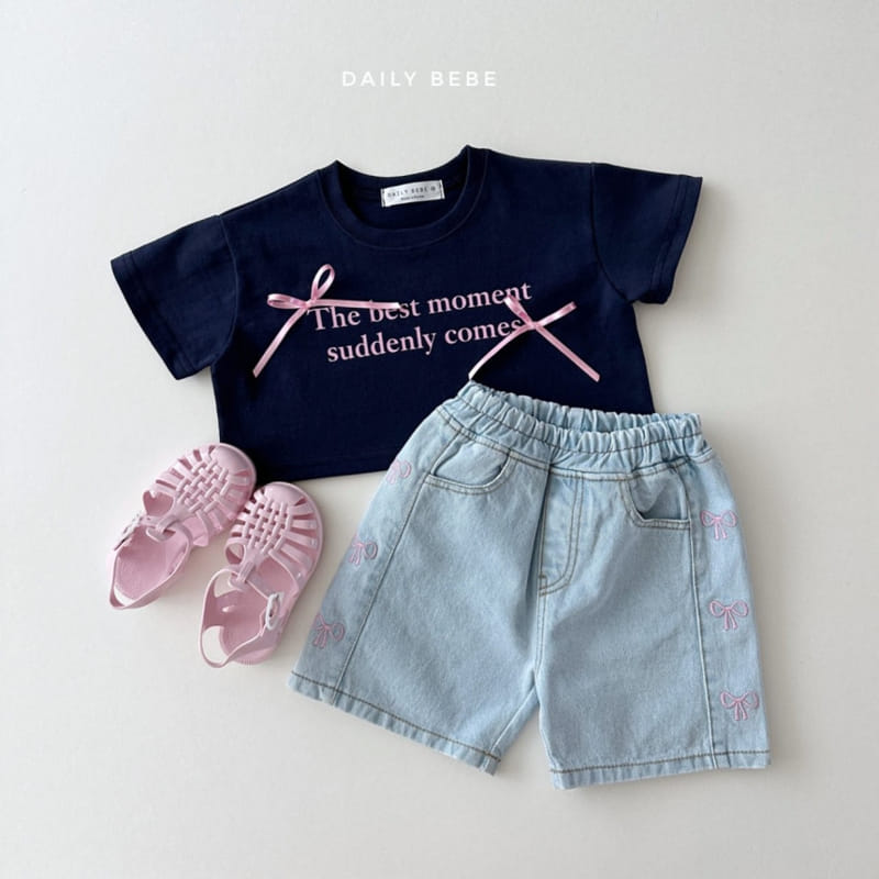 Daily Bebe - Korean Children Fashion - #littlefashionista - Embroidery Denim Shorts - 11