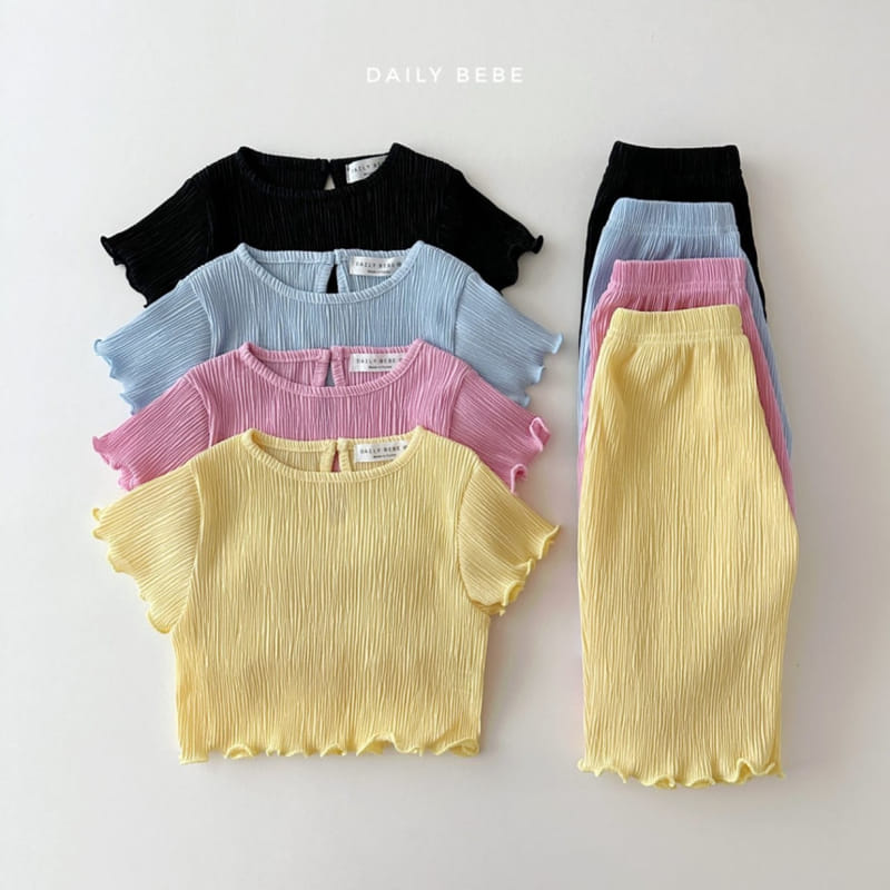 Daily Bebe - Korean Children Fashion - #littlefashionista - Terry Pleats Top Bottom Set