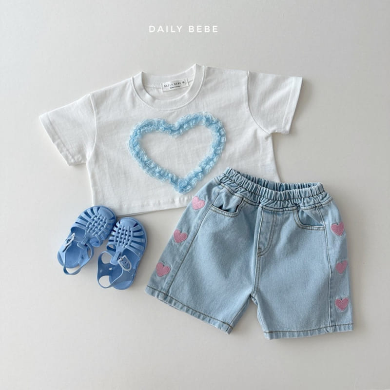 Daily Bebe - Korean Children Fashion - #Kfashion4kids - Lace Heart Crop Tee - 4