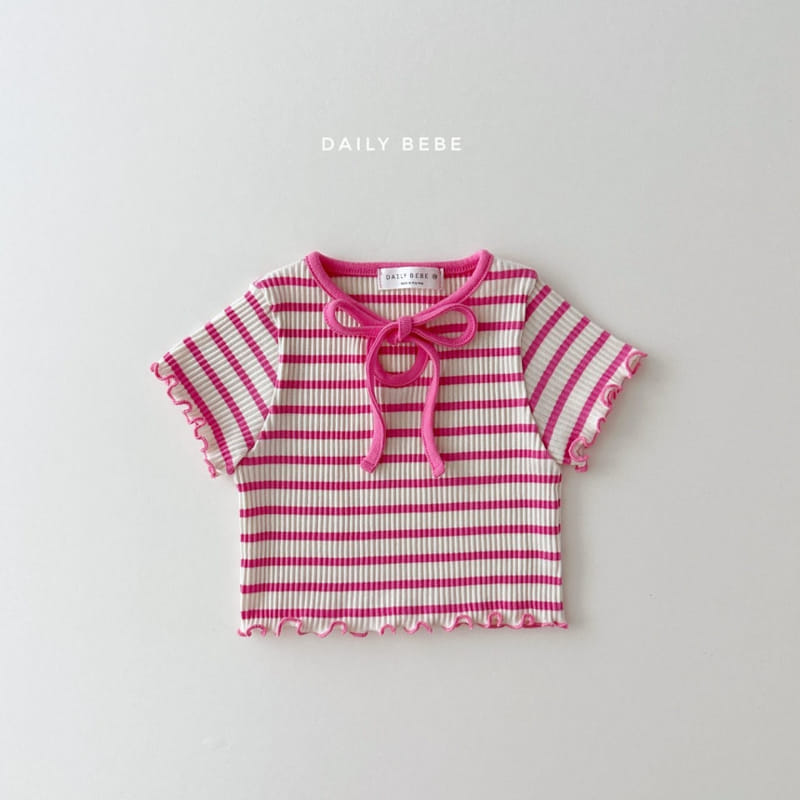 Daily Bebe - Korean Children Fashion - #littlefashionista - Terry Ribbon Tee - 2