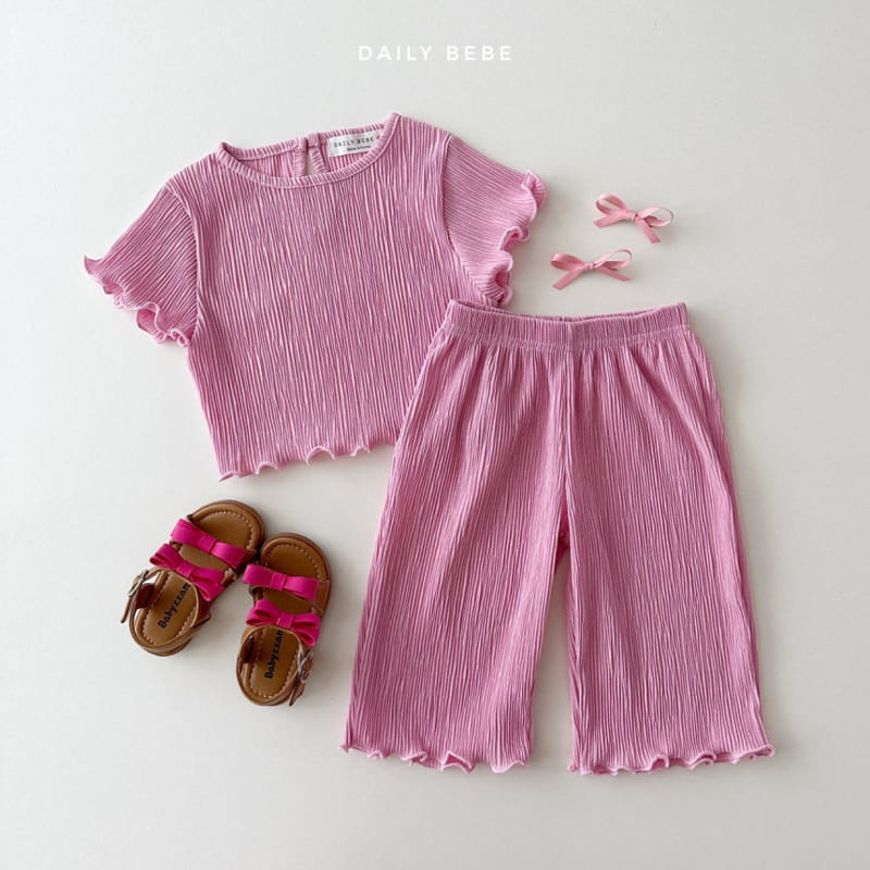 Daily Bebe - Korean Children Fashion - #magicofchildhood - Terry Pleats Top Bottom Set - 2