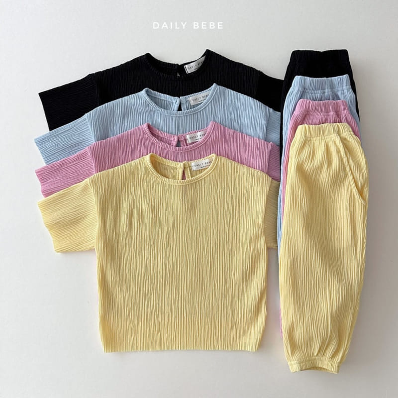 Daily Bebe - Korean Children Fashion - #magicofchildhood - Jogger Pleats Top Bottom Set