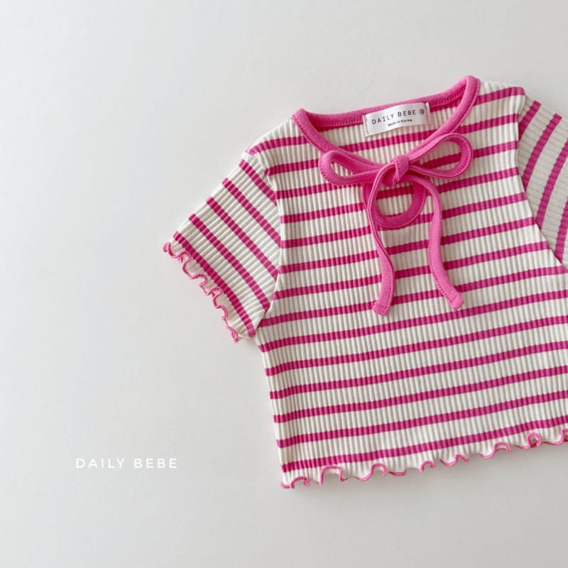 Daily Bebe - Korean Children Fashion - #magicofchildhood - Terry Ribbon Tee - 3