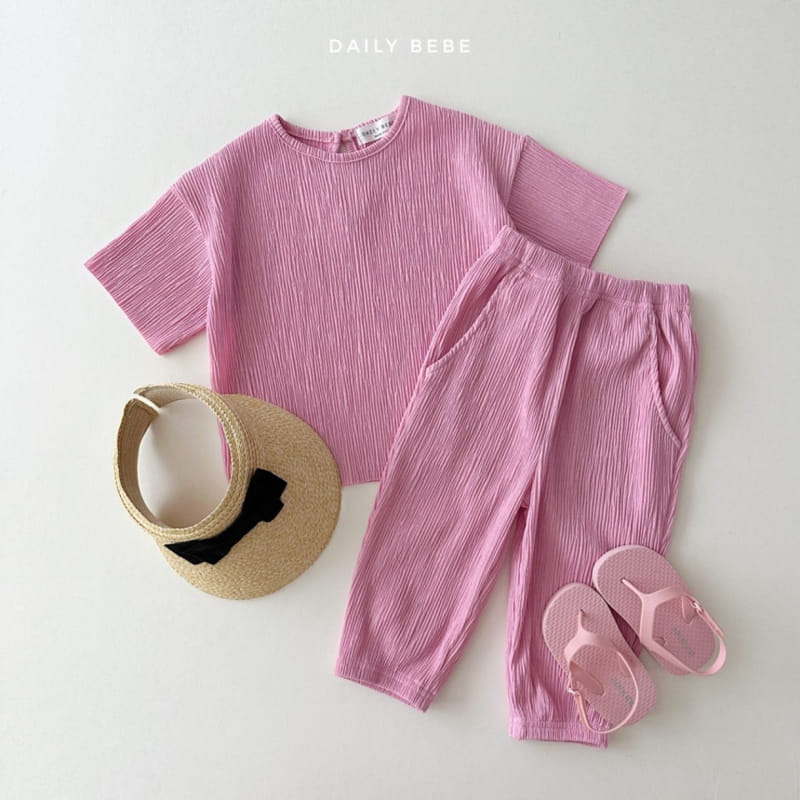 Daily Bebe - Korean Children Fashion - #minifashionista - Jogger Pleats Top Bottom Set - 2