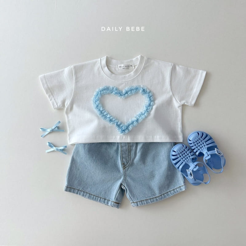 Daily Bebe - Korean Children Fashion - #minifashionista - Lace Heart Crop Tee - 6