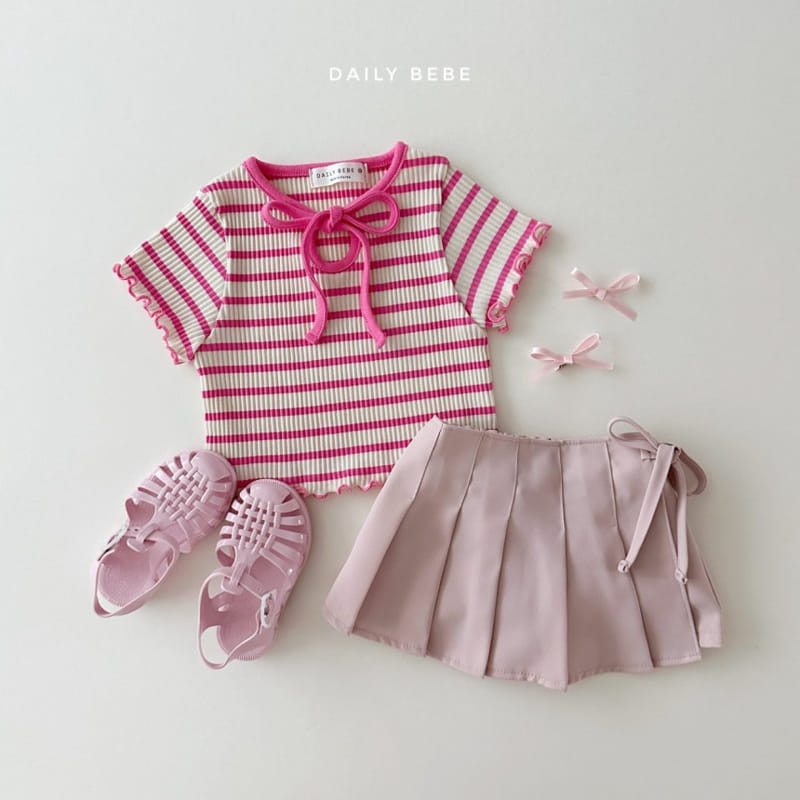 Daily Bebe - Korean Children Fashion - #magicofchildhood - Terry Ribbon Tee - 4