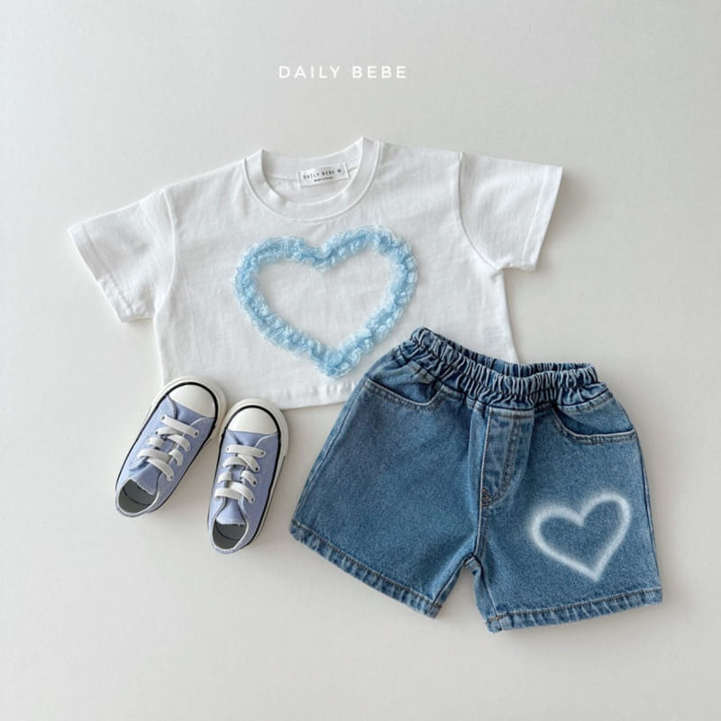 Daily Bebe - Korean Children Fashion - #toddlerclothing - Lace Heart Crop Tee - 9