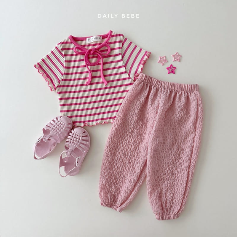 Daily Bebe - Korean Children Fashion - #toddlerclothing - Terry Ribbon Tee - 7