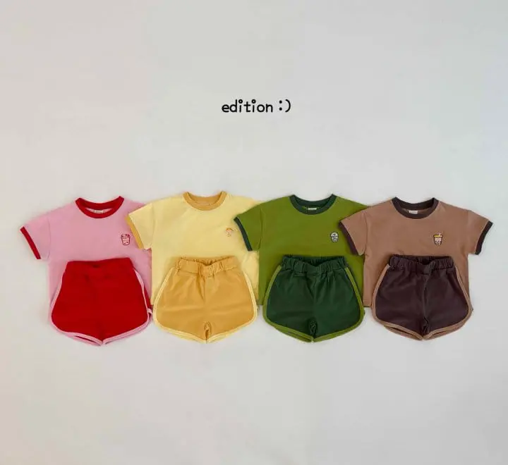 Edition - Korean Children Fashion - #childofig - Milk Tea Piping Top Bottom Set