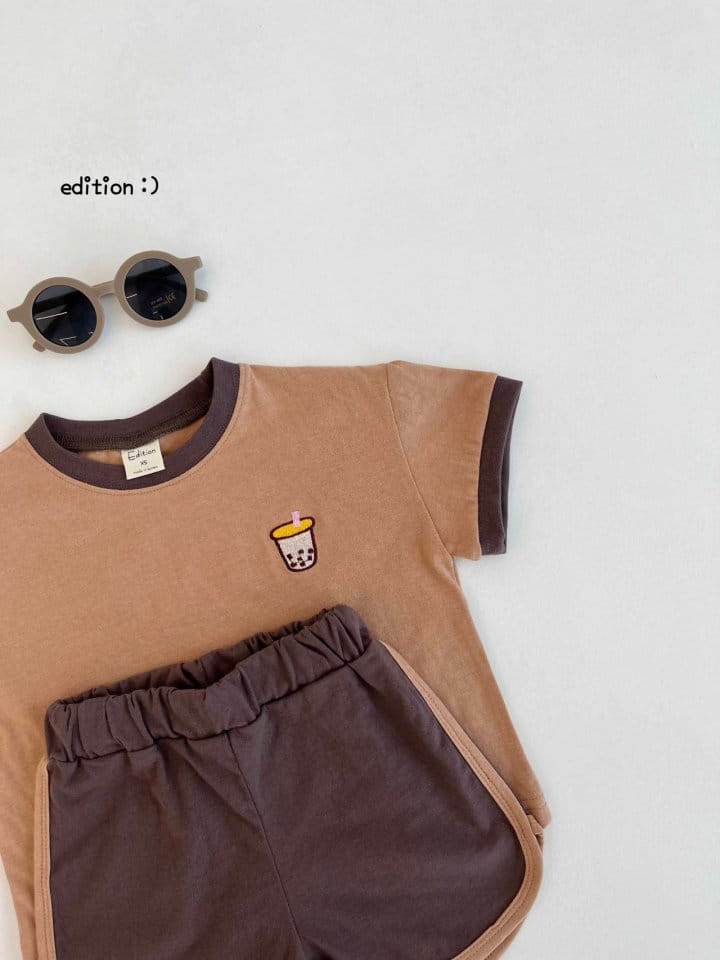 Edition - Korean Children Fashion - #littlefashionista - Milk Tea Piping Top Bottom Set - 11