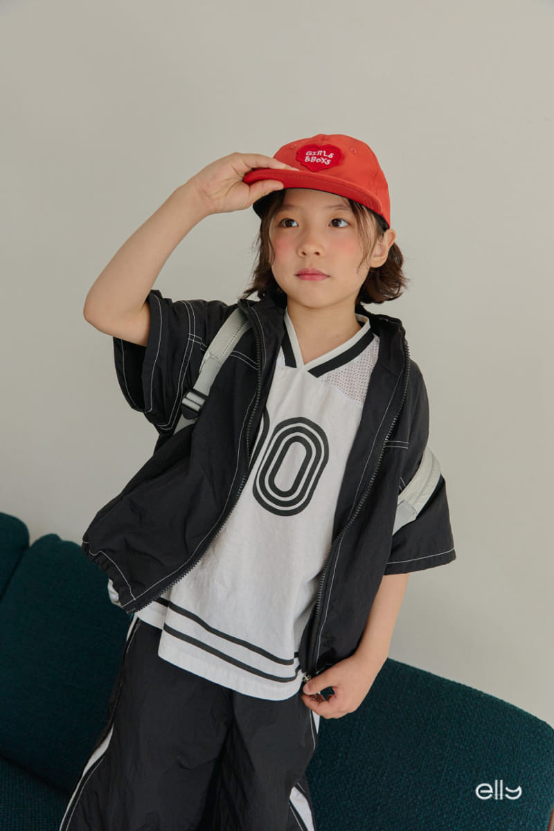 Ellymolly - Korean Children Fashion - #childofig - Stitch Woven Short Sleeve Zip Up - 9