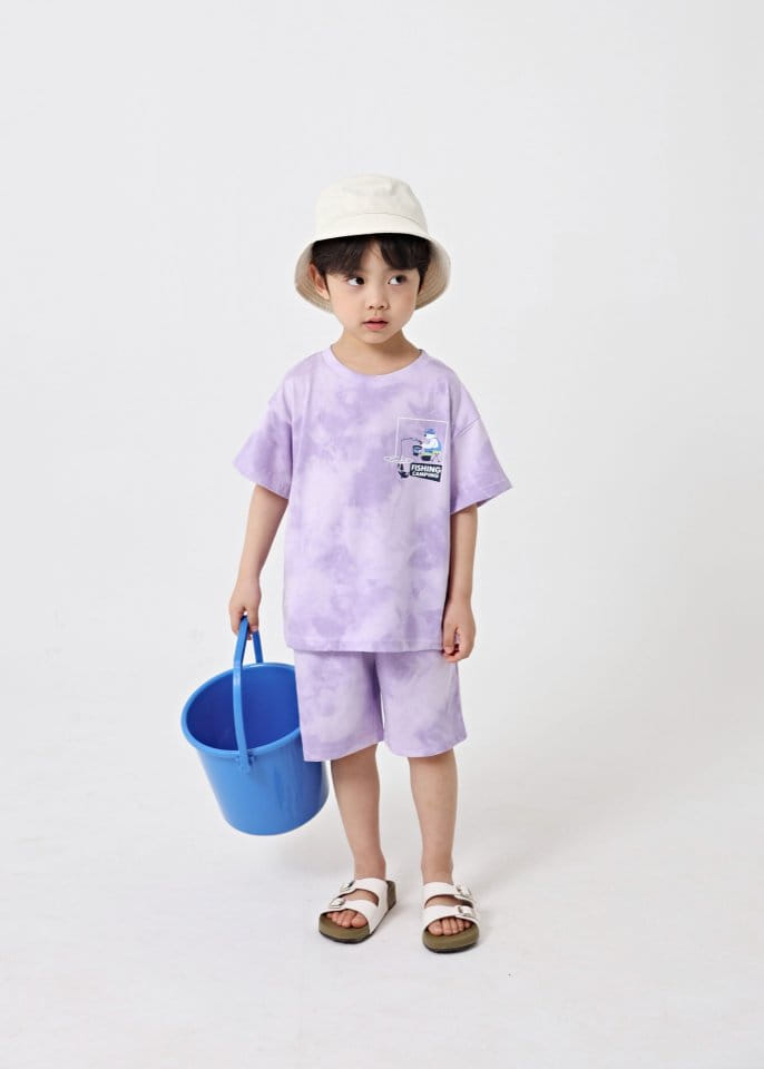 Fashion King - Korean Children Fashion - #discoveringself - Fishing Water Paint Top Bottom Set - 3