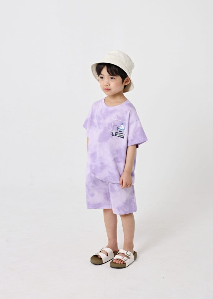 Fashion King - Korean Children Fashion - #discoveringself - Fishing Water Paint Top Bottom Set - 4