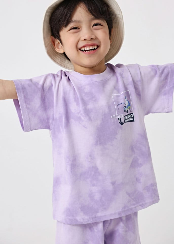 Fashion King - Korean Children Fashion - #kidsshorts - Fishing Water Paint Top Bottom Set - 5