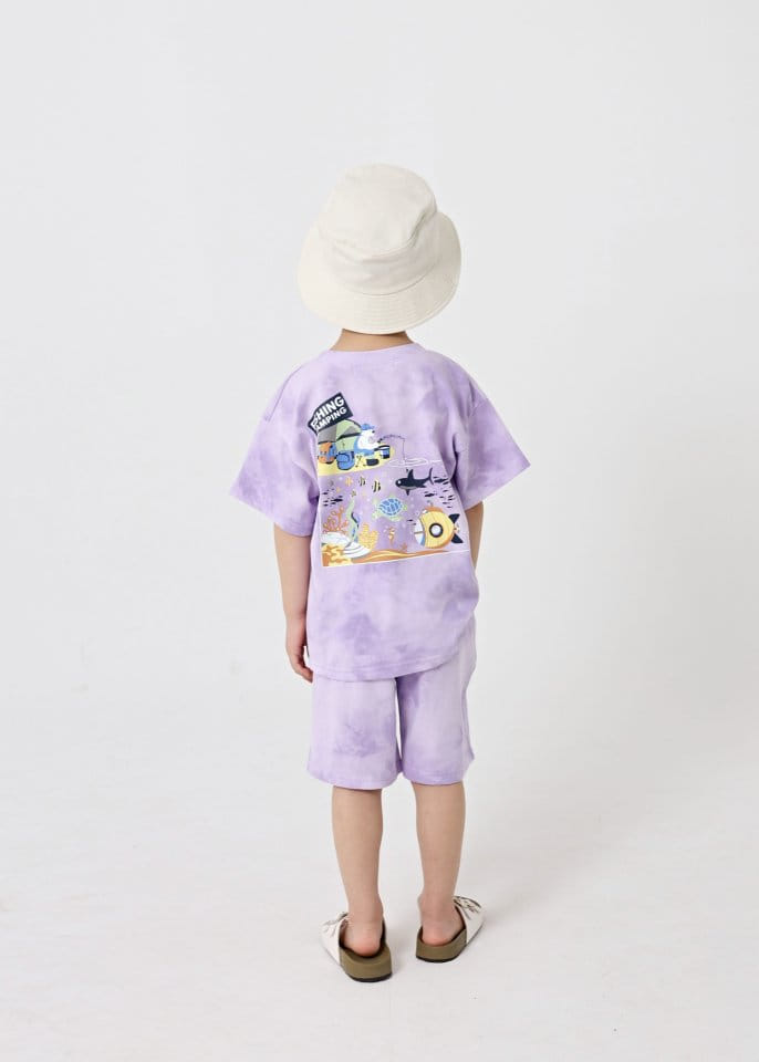 Fashion King - Korean Children Fashion - #kidsstore - Fishing Water Paint Top Bottom Set - 6