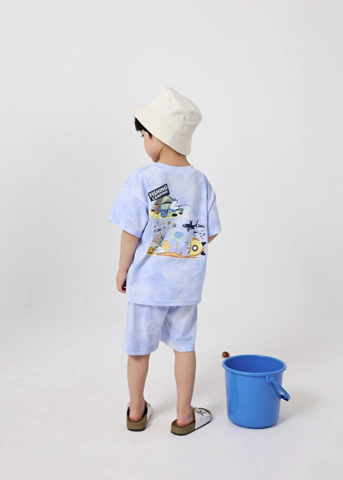 Fashion King - Korean Children Fashion - #magicofchildhood - Fishing Water Paint Top Bottom Set - 10