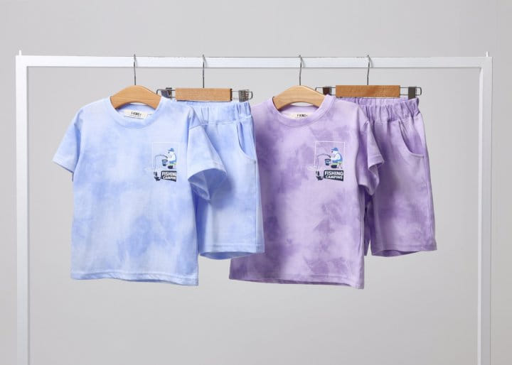 Fashion King - Korean Children Fashion - #minifashionista - Fishing Water Paint Top Bottom Set - 11