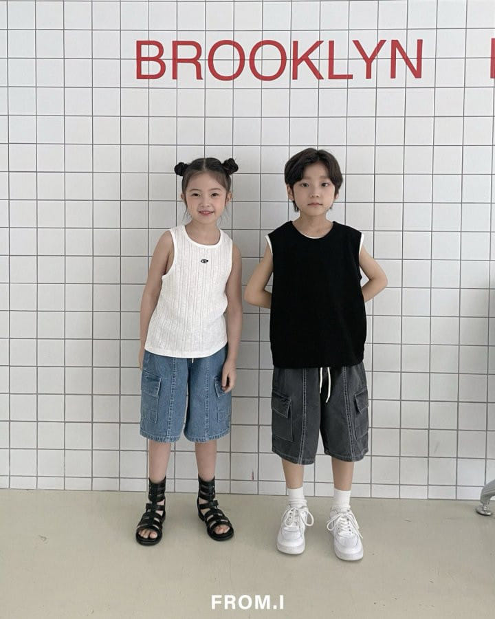 From I - Korean Children Fashion - #minifashionista - Wide Cargo Denim Pants - 4