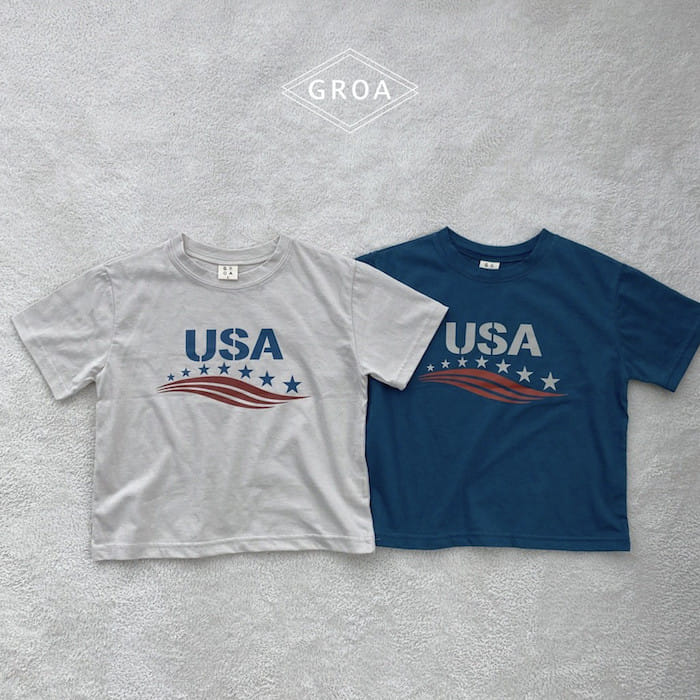 Groa - Korean Children Fashion - #childrensboutique - USA Short Sleeve Tee - 8