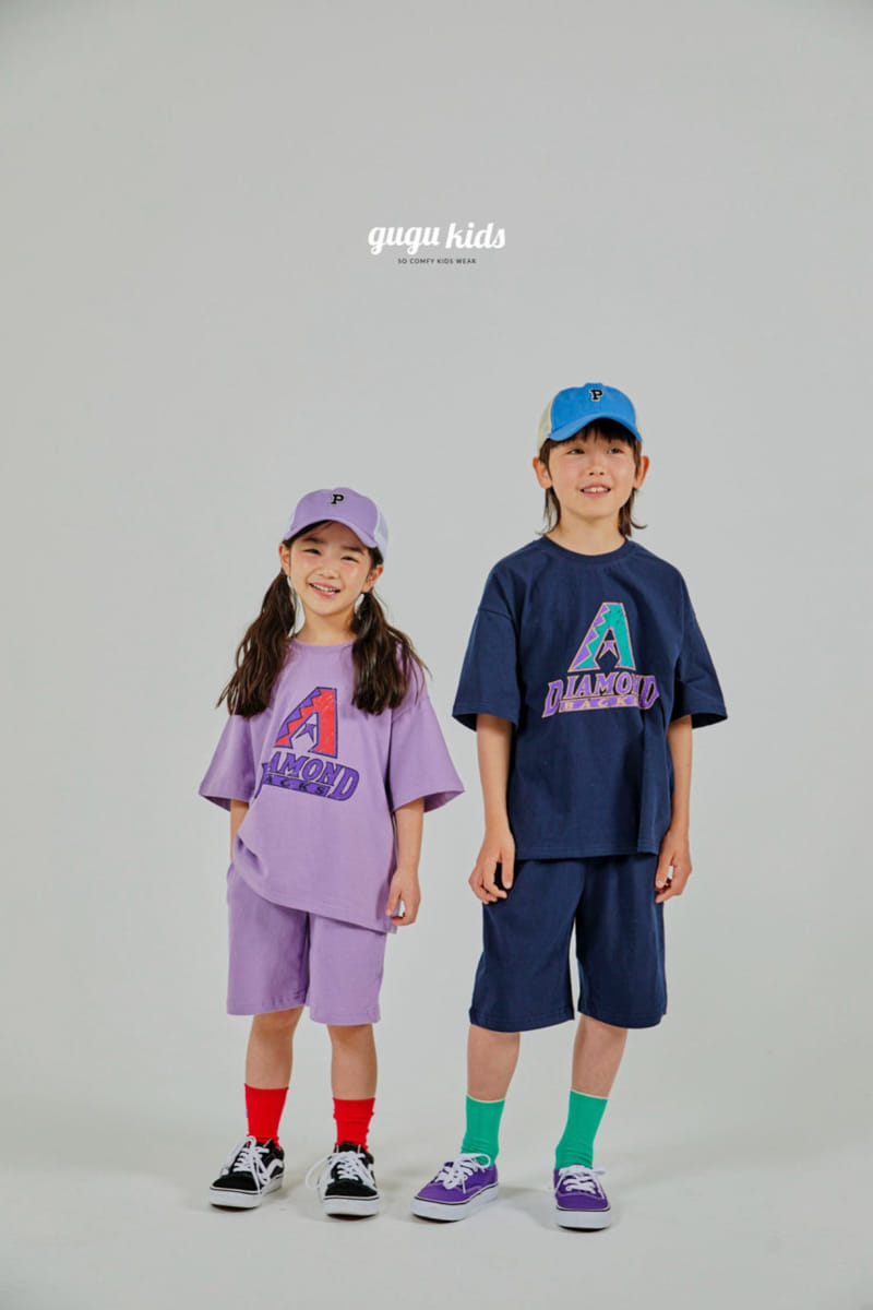 Gugu Kids - Korean Children Fashion - #Kfashion4kids - Diamond A Top Bottom Set - 9