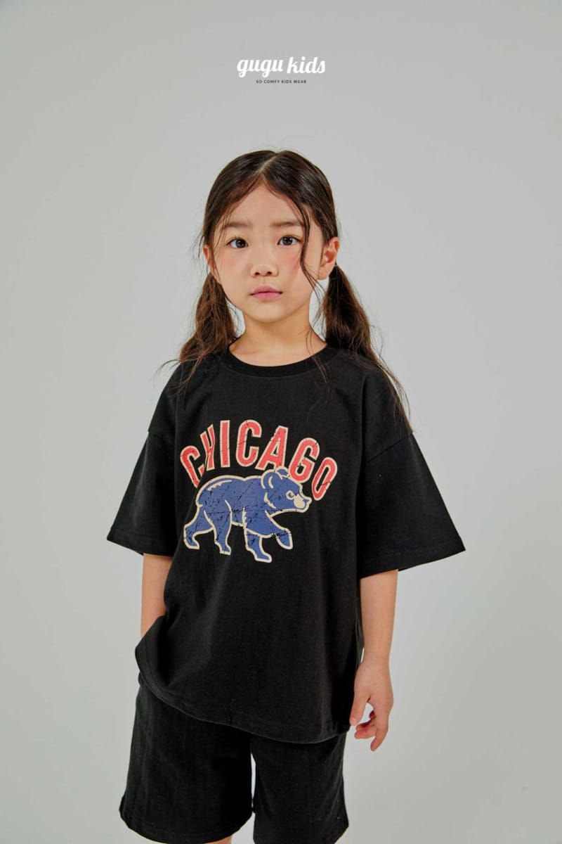 Gugu Kids - Korean Children Fashion - #kidsshorts - Chicago Bear Top Bottom Set - 7