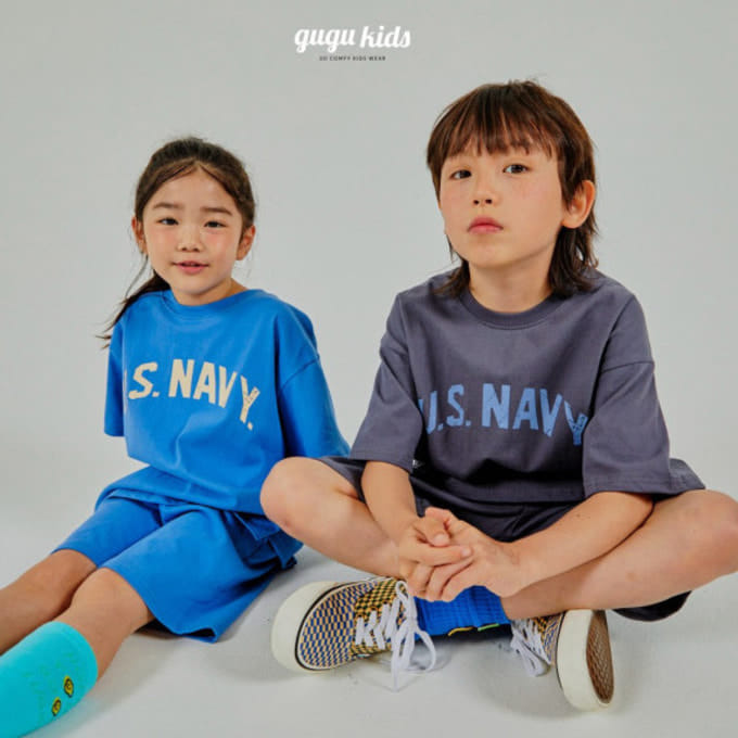 Gugu Kids - Korean Children Fashion - #magicofchildhood - Navy Top Bottom Set