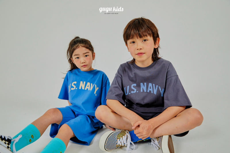 Gugu Kids - Korean Children Fashion - #minifashionista - Navy Top Bottom Set - 2