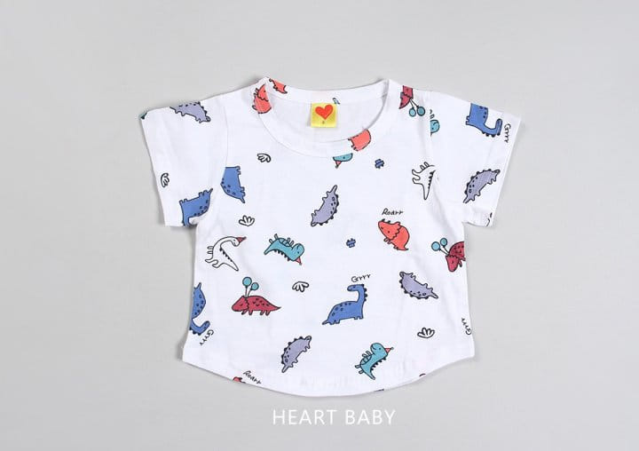 Heart Baby - Korean Baby Fashion - #babyboutiqueclothing - Dino Short Sleeve Top Bottom Set - 9