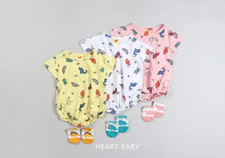 Heart Baby - Korean Baby Fashion - #babyoninstagram - Dino Short Sleeve Body Suit