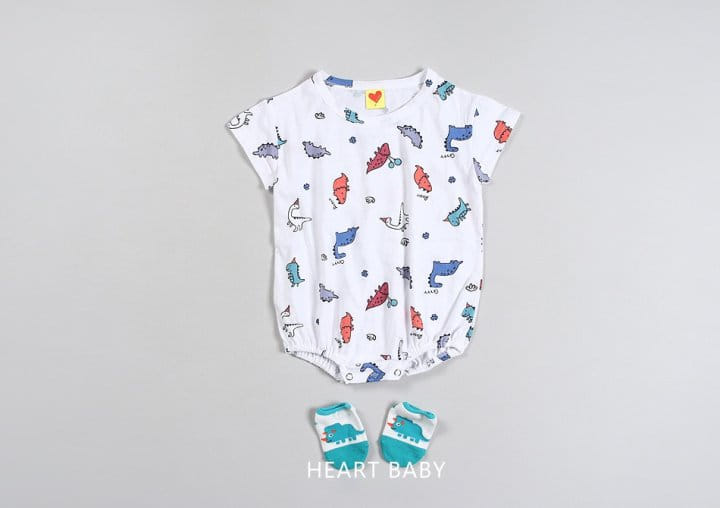 Heart Baby - Korean Baby Fashion - #babyoutfit - Dino Short Sleeve Body Suit - 3