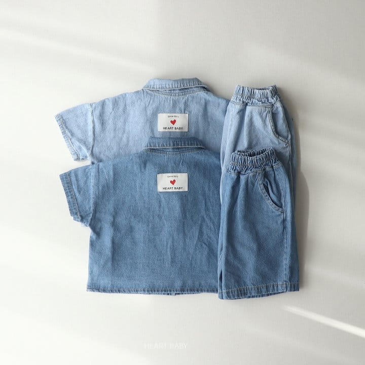 Heart Baby - Korean Children Fashion - #childofig - Tick Tock Washing Denim Top Bottom Set - 4