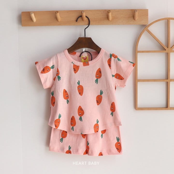 Heart Baby - Korean Children Fashion - #childofig - Carrot Short Sleeve Top Bottom Set - 7