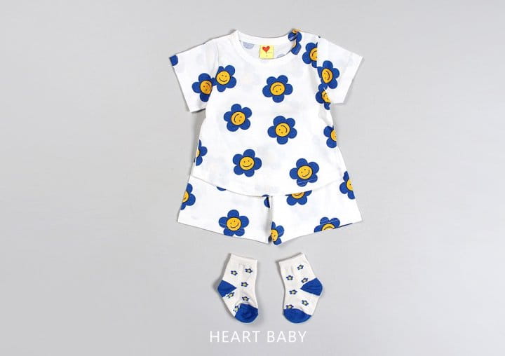 Heart Baby - Korean Children Fashion - #childofig - Daisy Short Sleeve Top Bottom Set - 5