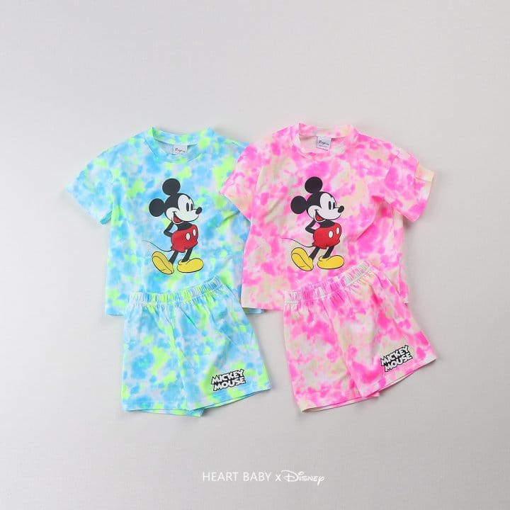 Heart Baby - Korean Children Fashion - #childofig - Water Paint M Short Sleeve Top Bottom Set