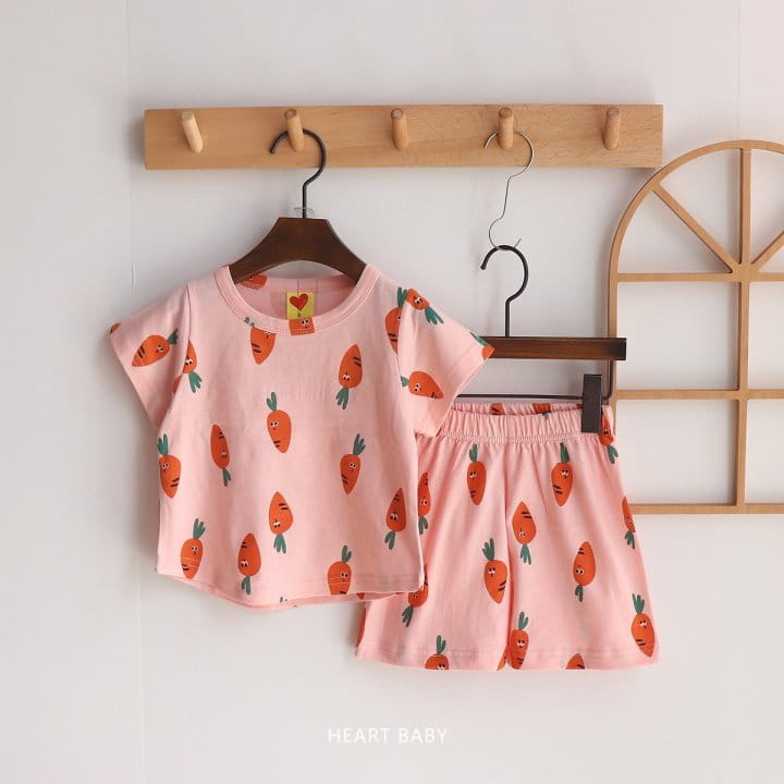 Heart Baby - Korean Children Fashion - #childrensboutique - Carrot Short Sleeve Top Bottom Set - 8