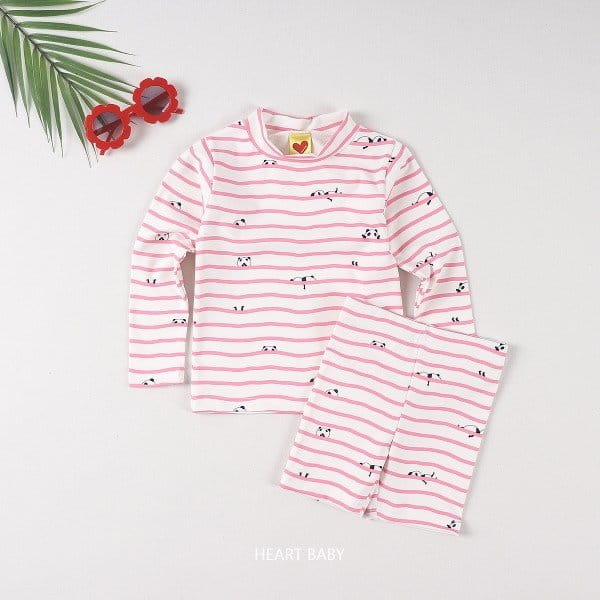 Heart Baby - Korean Children Fashion - #designkidswear - Panda Rash Guard Top Bottom Set - 10