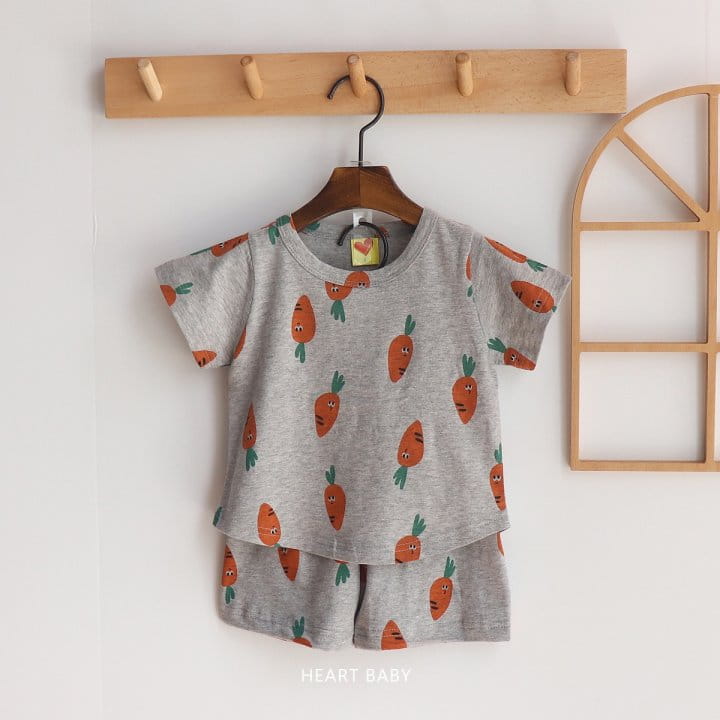 Heart Baby - Korean Children Fashion - #designkidswear - Carrot Short Sleeve Top Bottom Set - 9