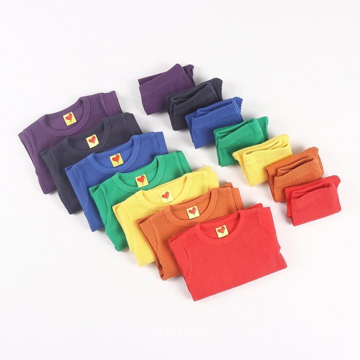 Heart Baby - Korean Children Fashion - #designkidswear - Rainbow Rib Short Sleeve Easy Wear - 6