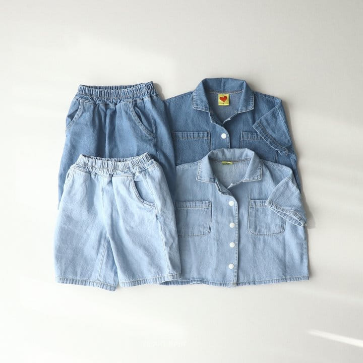 Heart Baby - Korean Children Fashion - #discoveringself - Tick Tock Washing Denim Top Bottom Set - 7