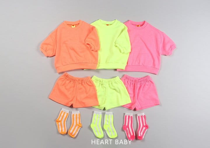 Heart Baby - Korean Children Fashion - #discoveringself - Neon Crayon Short Sleeve Top Bottom Set