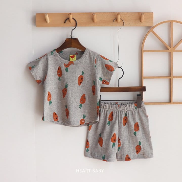 Heart Baby - Korean Children Fashion - #discoveringself - Carrot Short Sleeve Top Bottom Set - 10