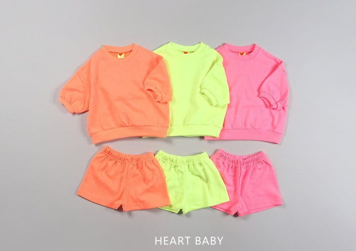 Heart Baby - Korean Children Fashion - #fashionkids - Neon Crayon Short Sleeve Top Bottom Set - 2