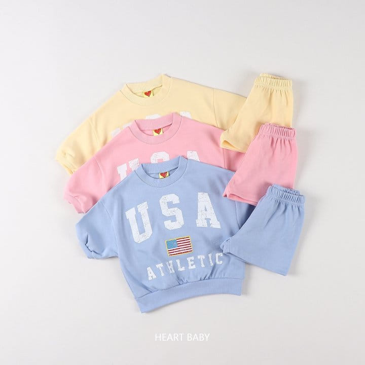 Heart Baby - Korean Children Fashion - #fashionkids - USA Short Sleeve Top Bottom Set