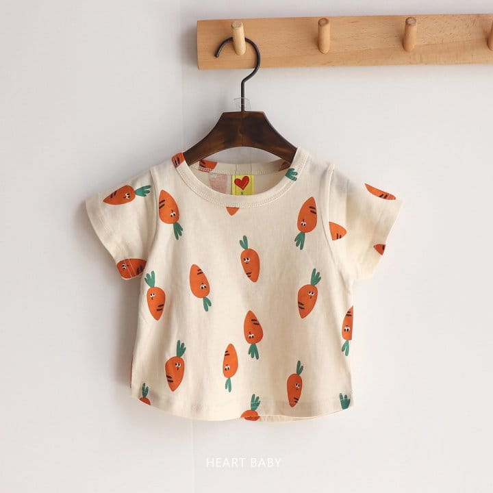 Heart Baby - Korean Children Fashion - #fashionkids - Carrot Short Sleeve Top Bottom Set - 11