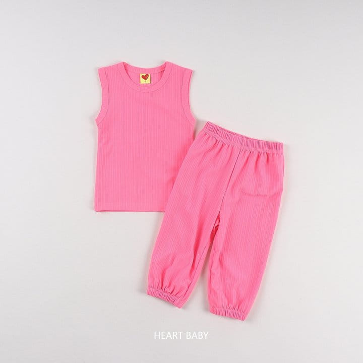 Heart Baby - Korean Children Fashion - #kidzfashiontrend - Summer Sleeveless Top Bottom Set - 10