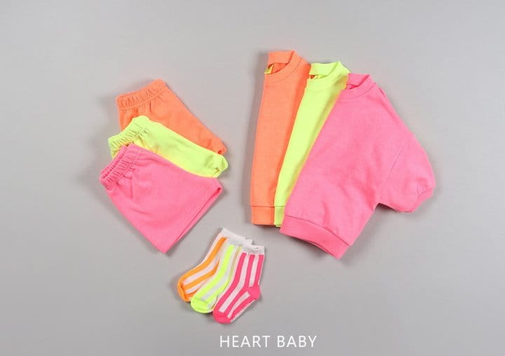 Heart Baby - Korean Children Fashion - #kidzfashiontrend - Neon Crayon Short Sleeve Top Bottom Set - 5