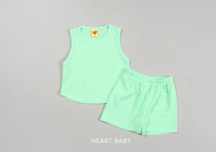 Heart Baby - Korean Children Fashion - #littlefashionista - Macaroon Sleevelss Top Bottom Set - 8