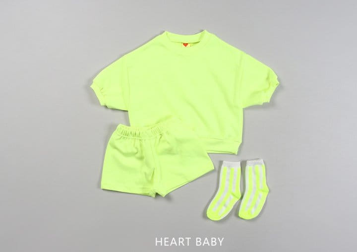 Heart Baby - Korean Children Fashion - #littlefashionista - Neon Crayon Short Sleeve Top Bottom Set - 7