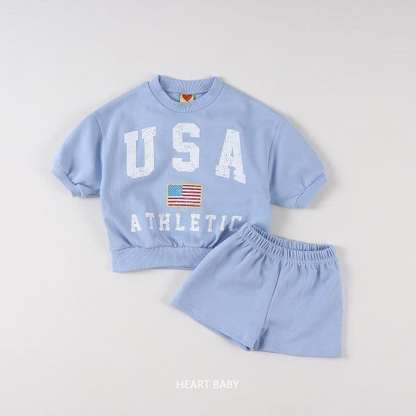 Heart Baby - Korean Children Fashion - #littlefashionista - USA Short Sleeve Top Bottom Set - 6